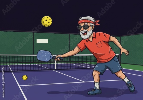 Dynamic Pickleball Illustration – Paddle Sport Energy and Fun on the Court