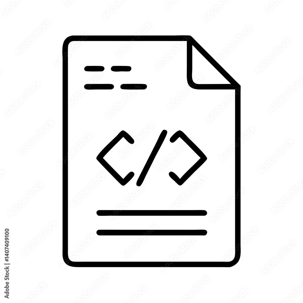 Code file icon vector illustration for software development and web programming design concept Code file icon vector illustration for software development and web programming design concept
