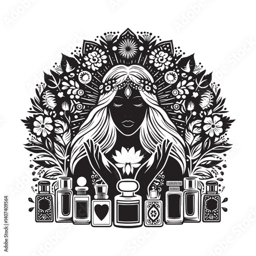 Woman applying a brightening eye cream a bohemian