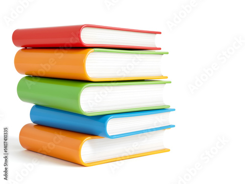 Obraz na płótnie Colorful stack of books on white background, symbol of education, reading, and learning. Generative AI w salonie