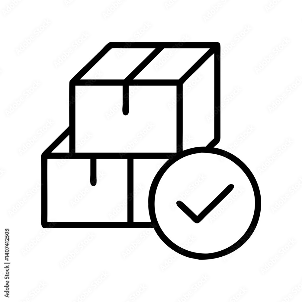 Completed delivery boxes icon vector illustration for shipping and moving services company design Completed delivery boxes icon vector illustration for shipping and moving services company design