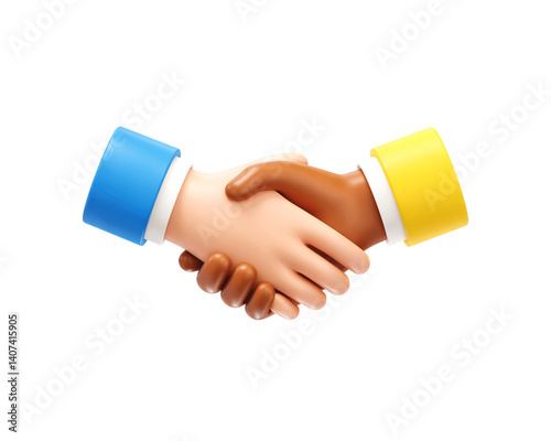 3D Handshake Icon Diverse Partnership Agreement Symbol Illustration Isolated on Transparent background