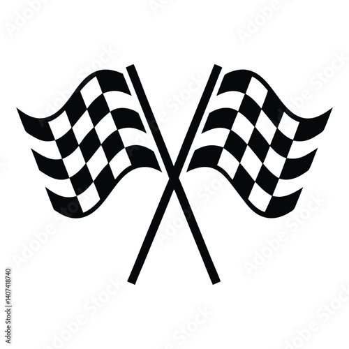  Two Crossed Checkered Flags, Racing and Competition Vector Illustration