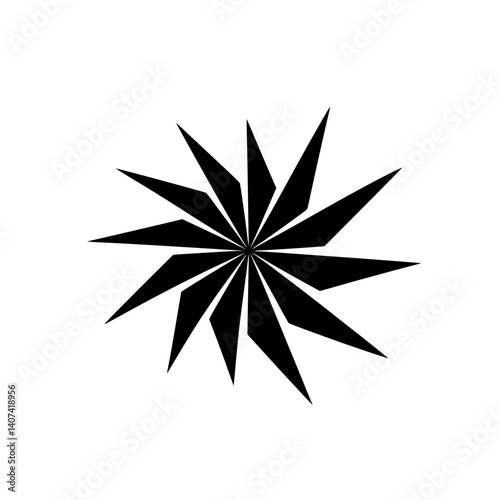 Geometric Starburst Vector on White Background, Abstract Design Element