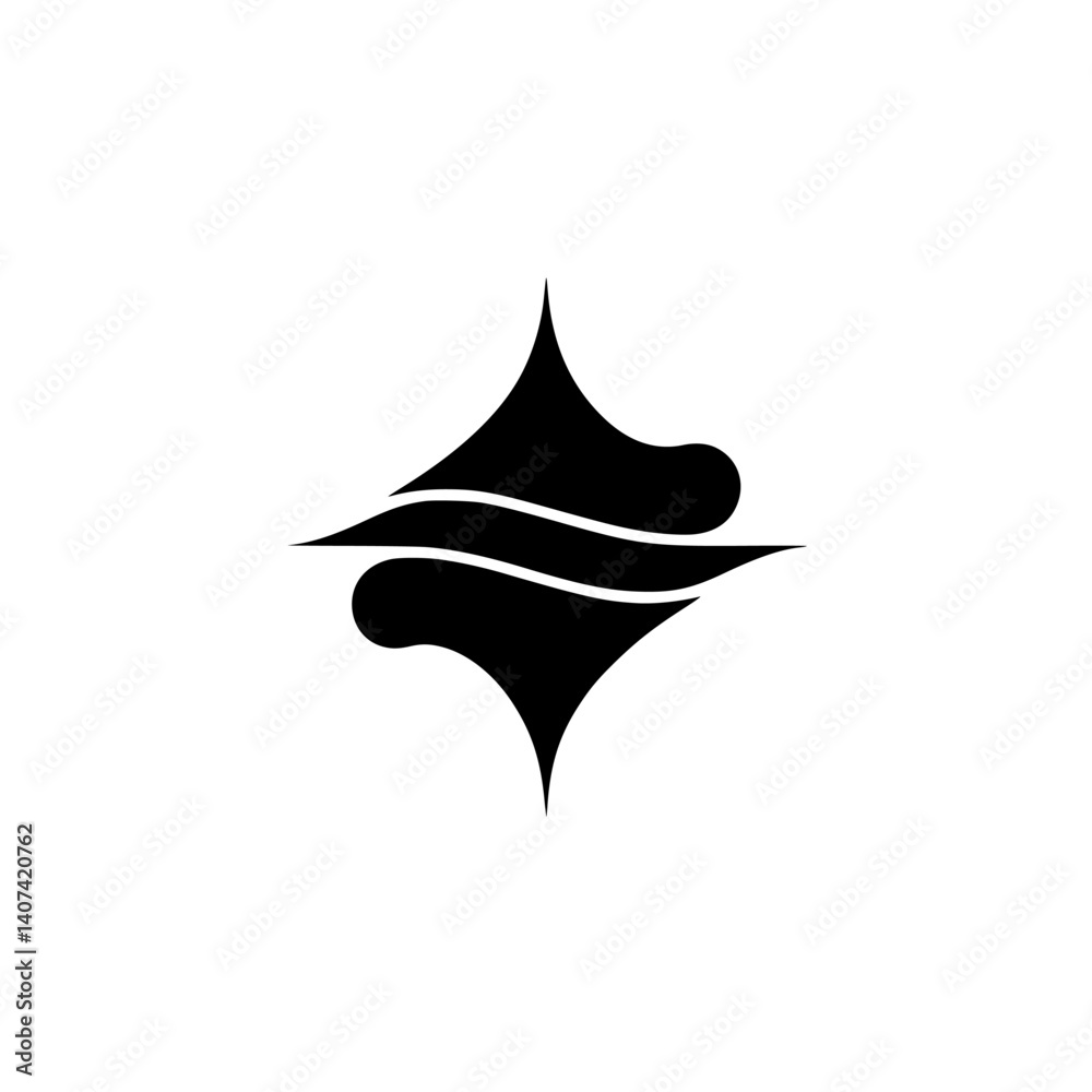 Fototapeta premium Abstract Black Shape Logo, Minimalist Design on White Background