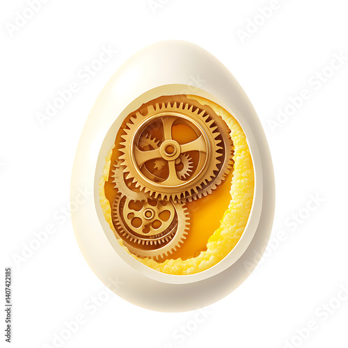 Creative conceptual illustrations of eggs, chickens