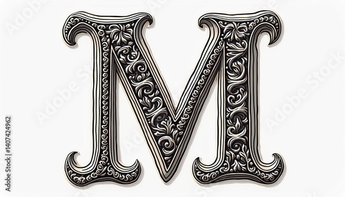 Elegant Monogram: A beautifully crafted, ornate letter 