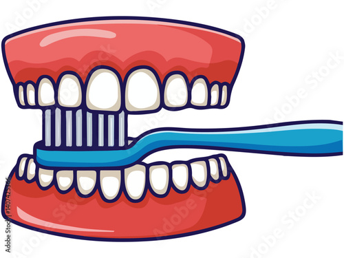 proper tooth brushing technique dental isolated vector illustration on white background