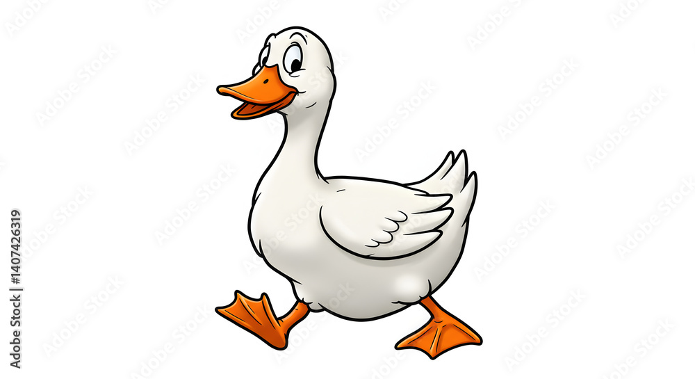 Animated Goose On the Move: A cheerful, animated goose strides forward with a spring in its step, a playful character exuding fun and whimsy. Animated Goose On the Move: A cheerful, animated goose strides forward with a spring in its step, a playful character exuding fun and whimsy.