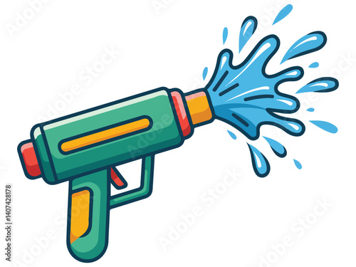 colorful water gun summer toy isolated vector illustration on white background