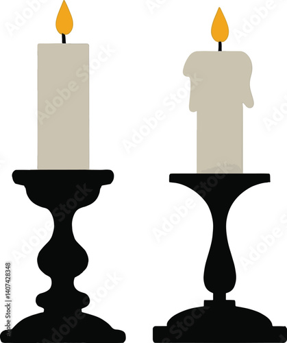 candle set silhouette victor isolated on the white background.