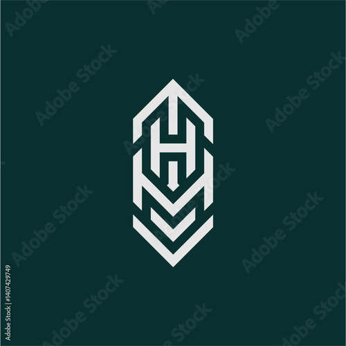 mh Monogram logo concept with unique shape