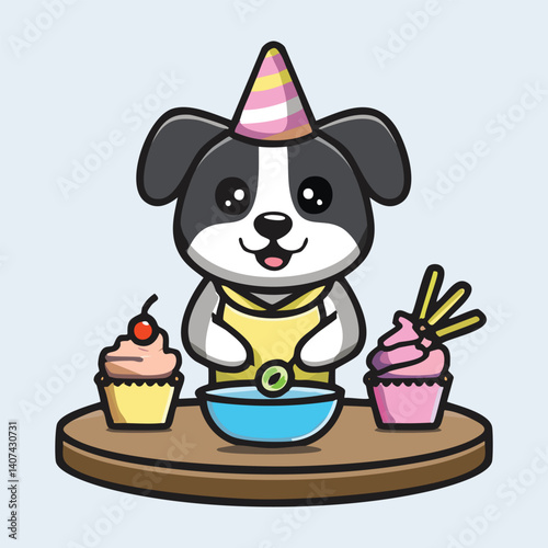 Cartoon Dog Siblings Baking Cupcakes, Making a Mess in the Kitchen