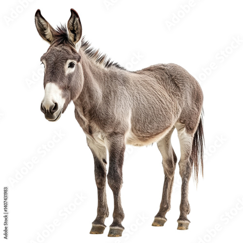 Four Year Old Donkey Isolated on White Background for Use in Educational and Visual Content Creation Projects isolated on transparent background.