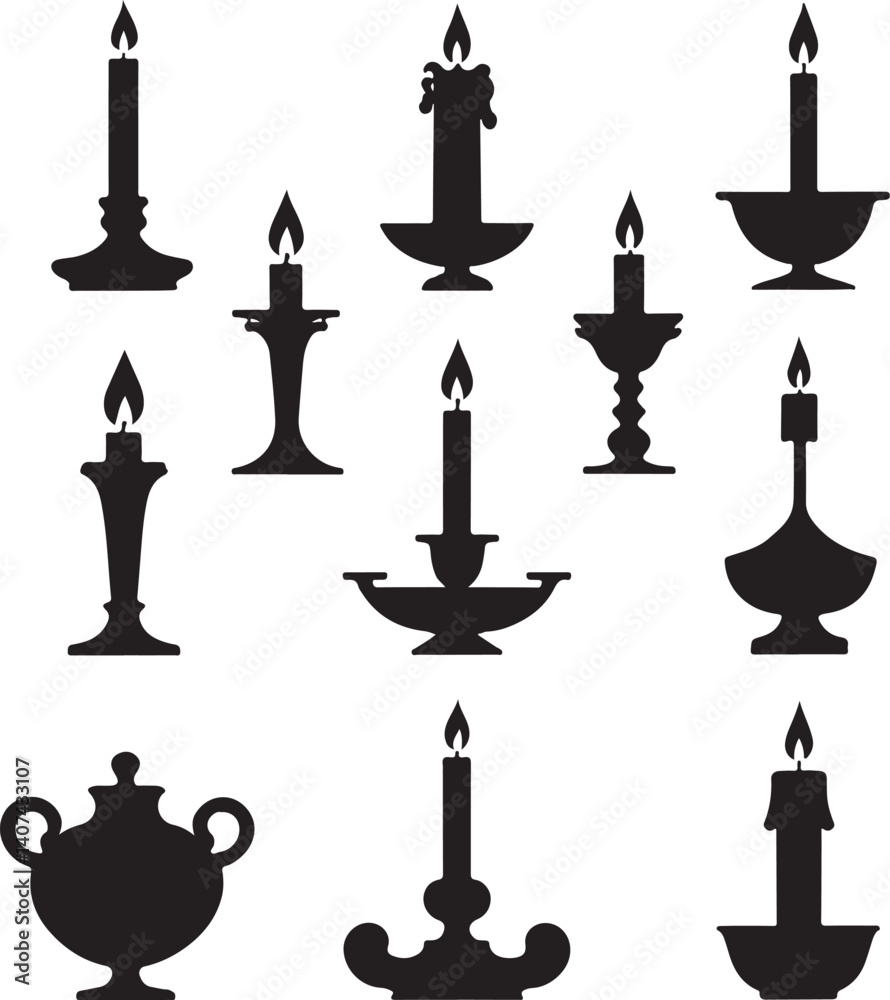 candle set silhouette victor isolated on the white background. candle set silhouette victor isolated on the white background.
