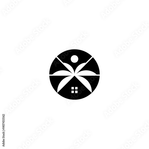 A bold and symmetrical geometric logo that resembles a diamond or abstract crown. Its strong black shapes and clean symmetry convey elegance, luxury, and precision. Perfect for luxury brands, fashion 