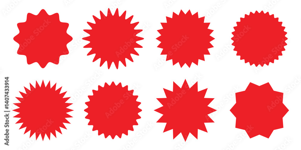 Collection of promotion, sale, discount badge shape vector illustration. price tag button. blank badge shape vector on white background Collection of promotion, sale, discount badge shape vector illustration. price tag button. blank badge shape vector on white background