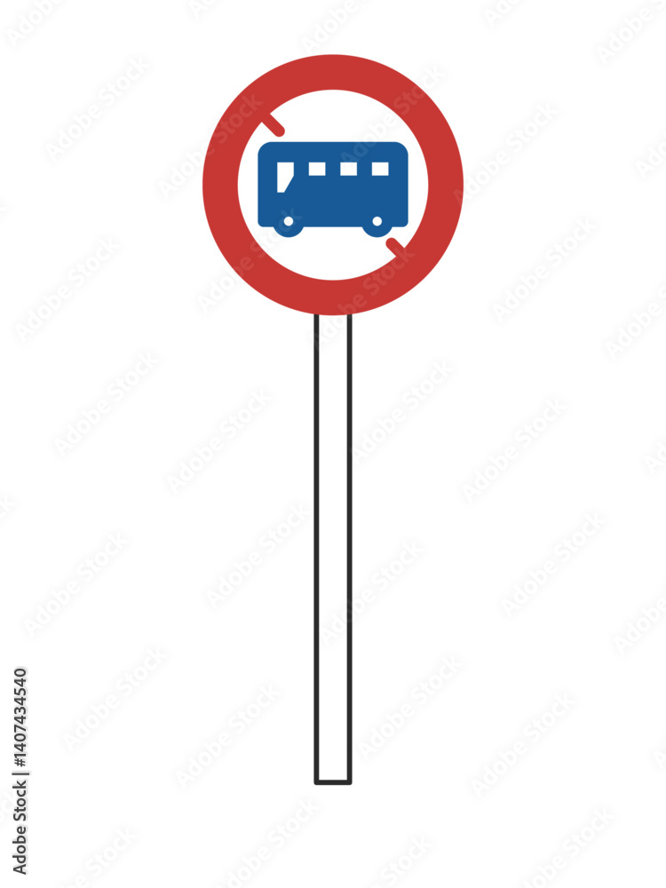 ポール付きのシンプル標識の単品イラスト 大型乗用自動車等通行止め ポール付きのシンプル標識の単品イラスト 大型乗用自動車等通行止め