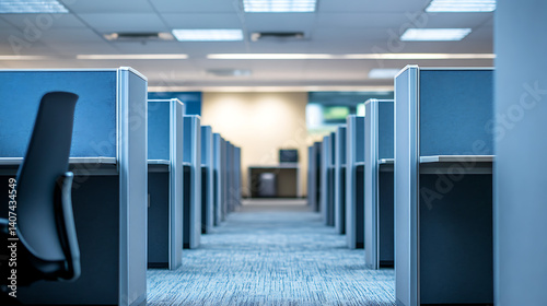 Modern white and blue open space office interior