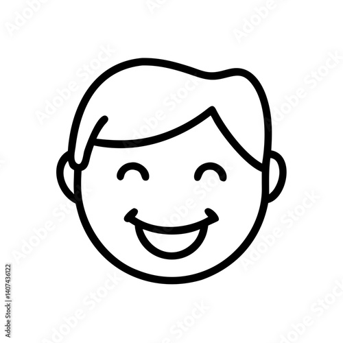 Smiling face icon representing joy and happiness in simple design  