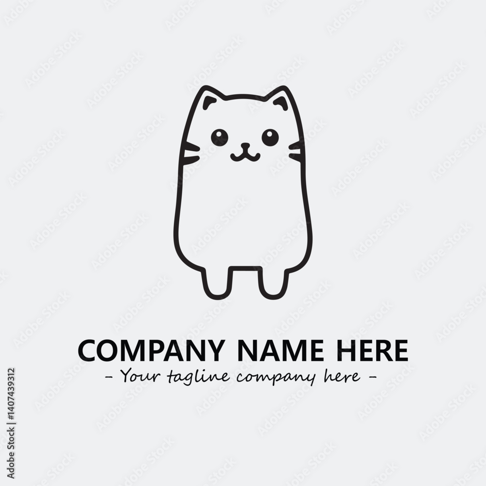 Cat illustration black and white for logo company vector image Cat illustration black and white for logo company vector image