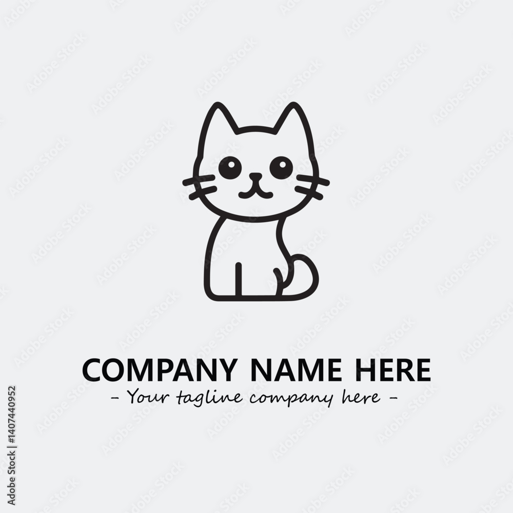 Cat illustration black and white for logo company vector image Cat illustration black and white for logo company vector image