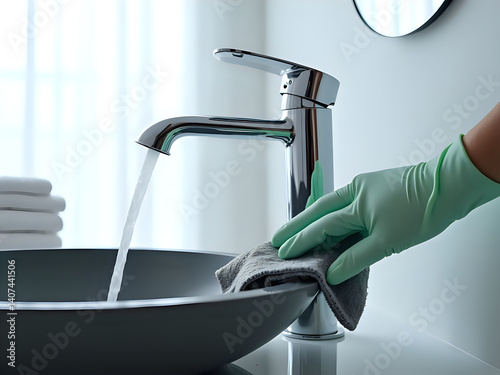cleaning the sink