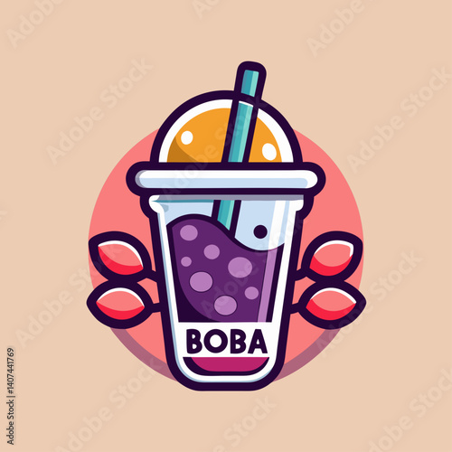 vector illustration of a cup of boba tea