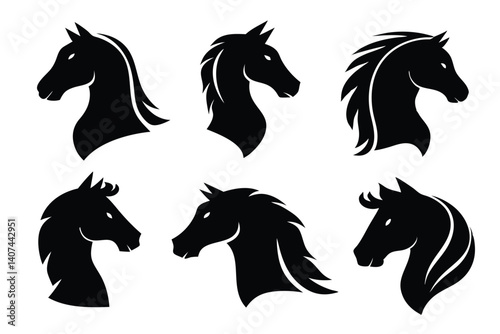 Horse Head Silhouette Vector Set