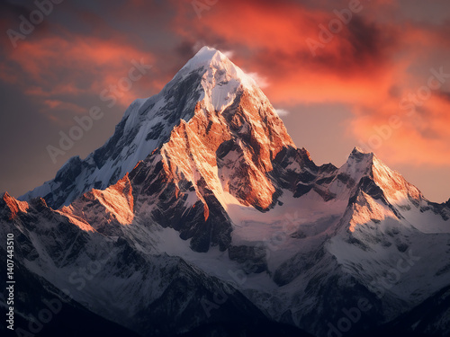 Sunset alpenglow spreads across peaks with shadows lengthening marking the day's end