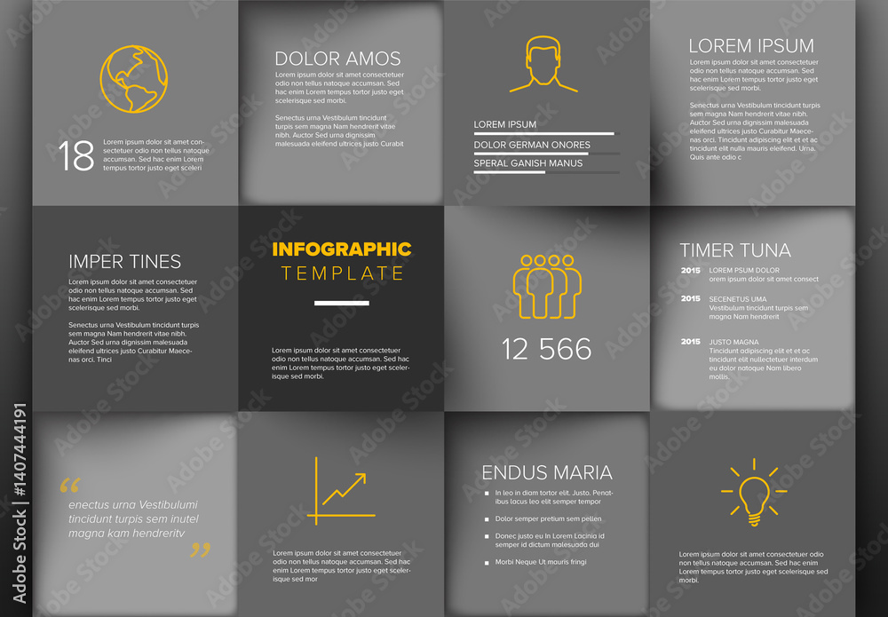 Modern Infographic Template with Grey and Yellow Design Layout