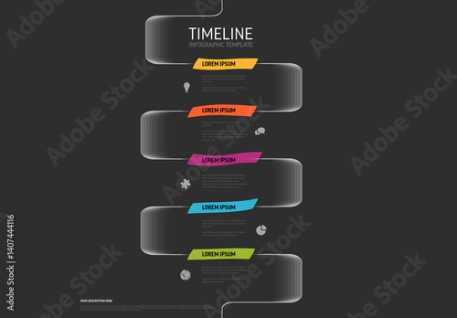 Obraz na płótnie Colorful Dark Vertical Timeline Infographic Template with titles highlighted with fresh highlighter w salonie