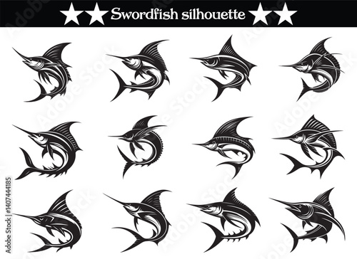 Swordfish silhouette vector design isolated on a white background