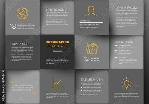 Obraz na płótnie Modern Infographic Template with Grey and Yellow Design Layout w salonie