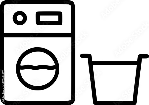 Laundry room in outline icon style, Rooms theme.