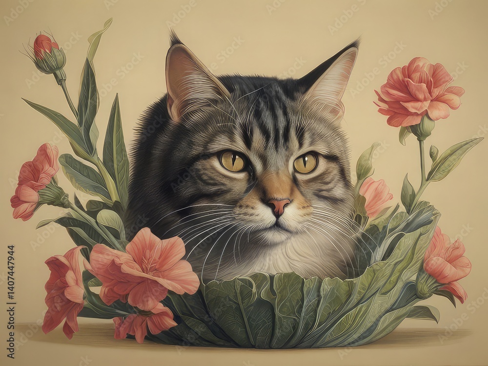 cat on transparent background , portrait of a cat, close up of cat