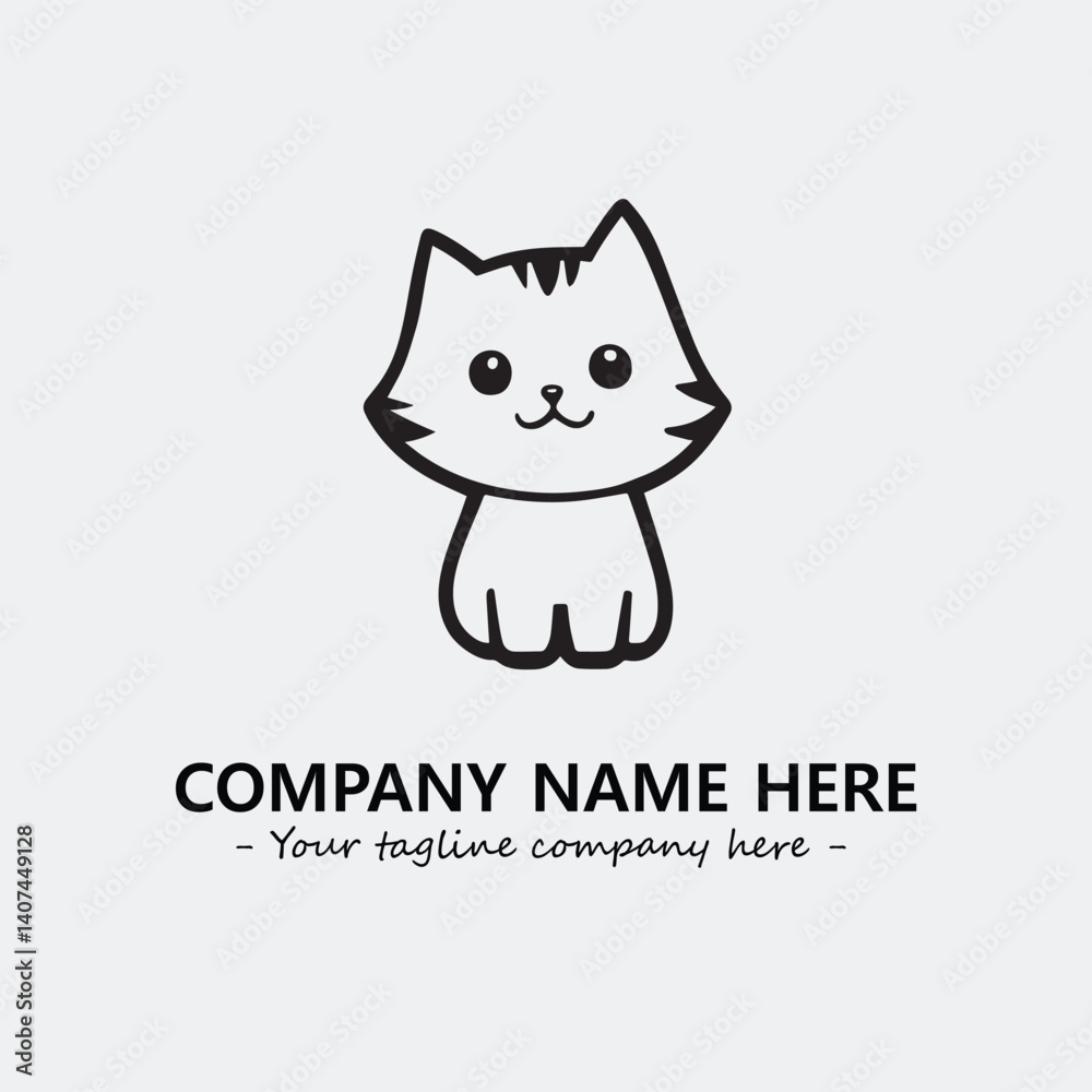 Cat illustration black and white for logo company vector image Cat illustration black and white for logo company vector image
