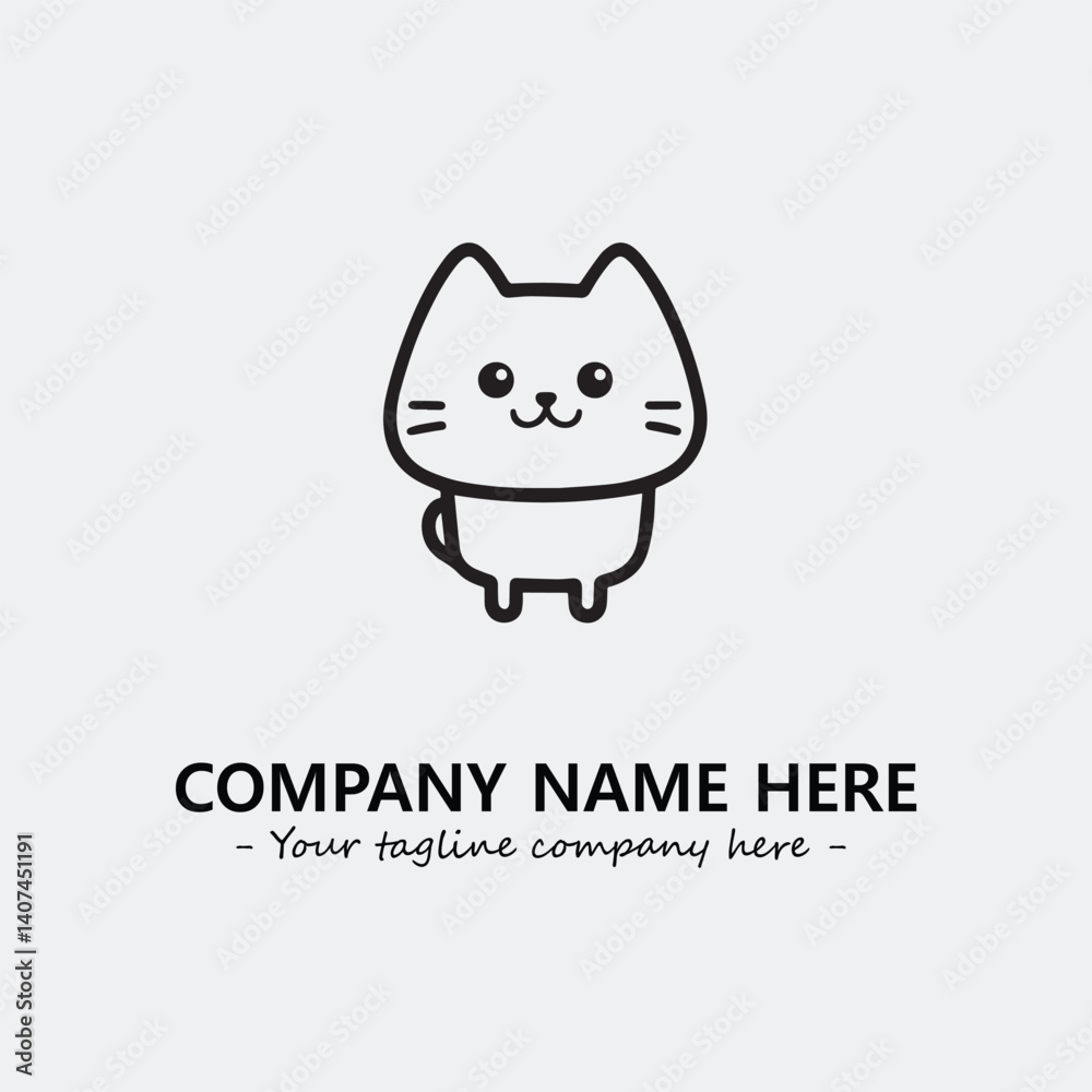 Cat illustration black and white for logo company vector image Cat illustration black and white for logo company vector image