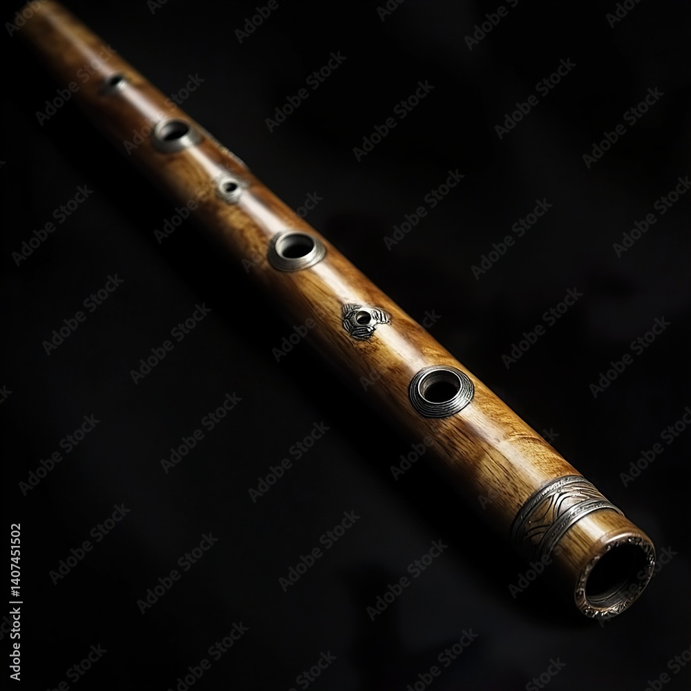 Naklejka premium Exquisite Handcrafted Wooden Flute