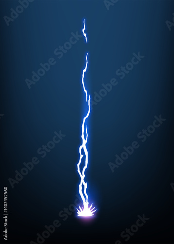 Lightning animation with sparks. Electricity thunderbolt danger, light electric powerful thunder. Bright energy effect, Vector illustration