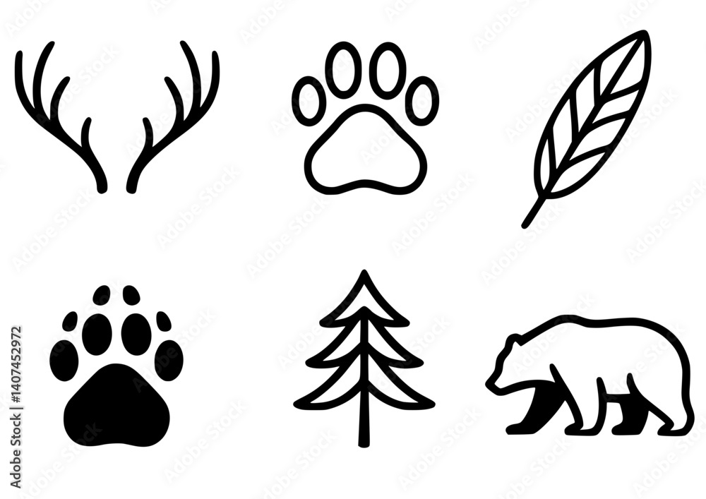 Fototapeta premium Double Exposure Bear and Forest Vector Illustration