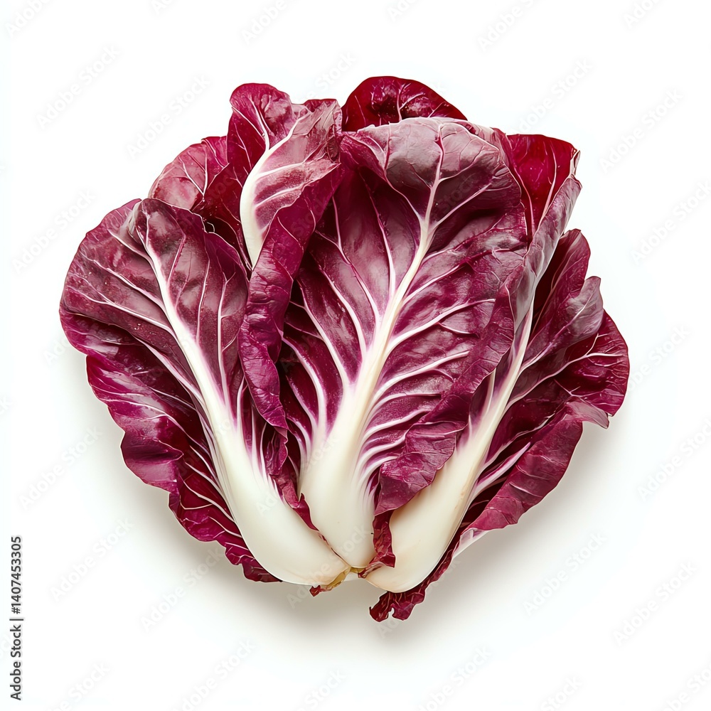 Obraz premium Fresh red radicchio heads on white background.