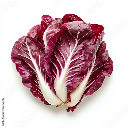 Fresh red radicchio heads on white background. photo