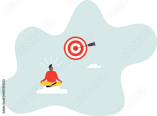 Stay focused and concentrate on business objective, goal or target, relax meditation to eliminate distraction.character for design.