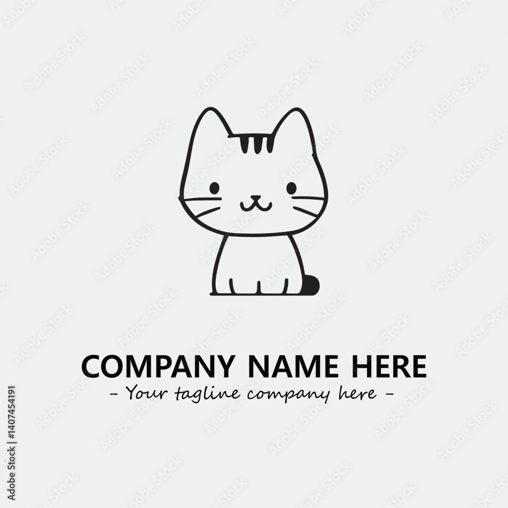 Cat illustration black and white for logo company vector image Cat illustration black and white for logo company vector image