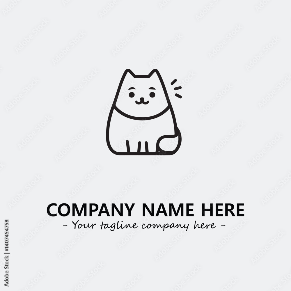 Cat illustration black and white for logo company vector image Cat illustration black and white for logo company vector image