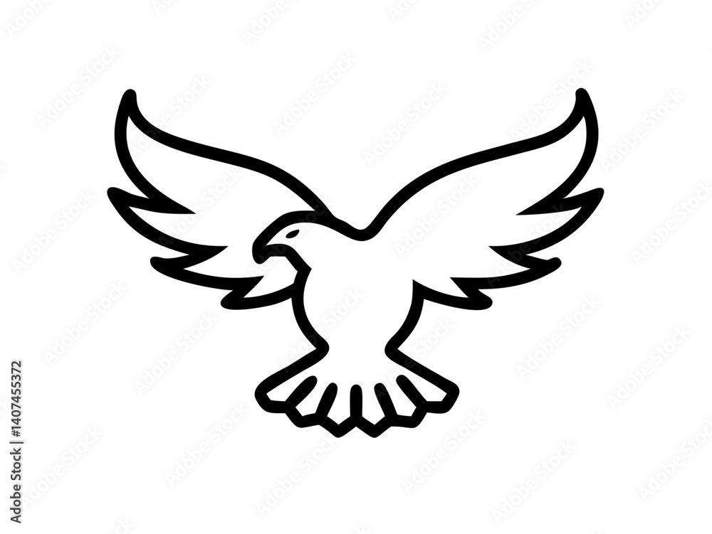 Obraz premium A stylized, black line drawing of a falcon in flight.