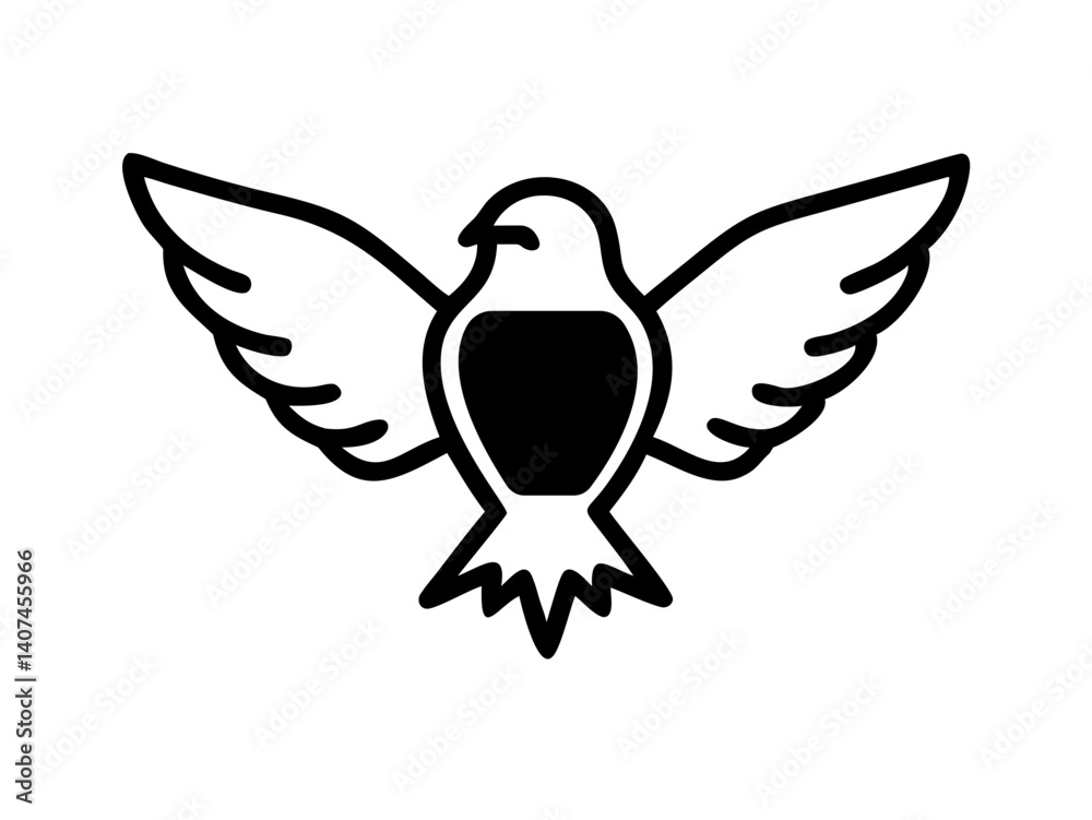 Obraz premium A stylized, black line drawing of a falcon in flight.