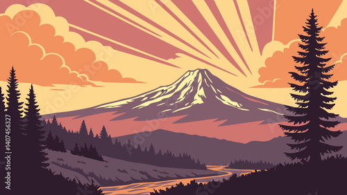 Colorful sunrise over Mount St. Helens – Washington, USA
