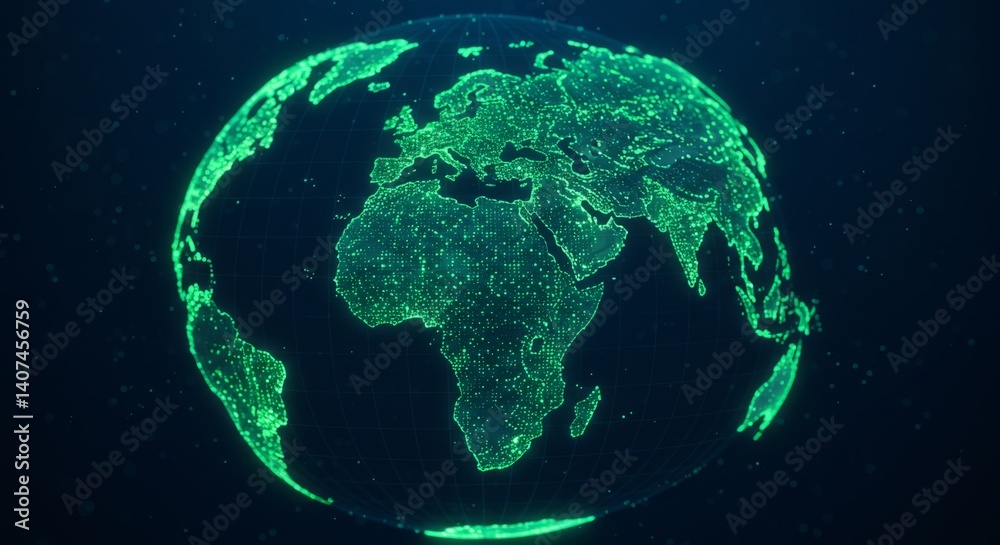 Fototapeta premium Digital earth visualization highlighting network connectivity for global technology and communication design